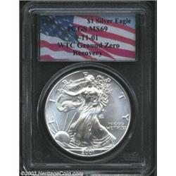 2001 $1 Silver Eagle MS69 PCGS. WTC Ground Zero Recovery....