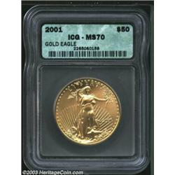 2001 G$50 One-Ounce Gold Eagle MS70 ICG....