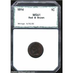 1894 1C Cent MS61 Red and Brown PCI (MS61 Brown)....