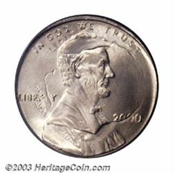 2000 1C Cent--Double Denomination on Struck 10C--MS67 PCGS....