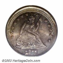 1877-S 25C Quarter--Struck 5% Off Center--MS64 PCGS....