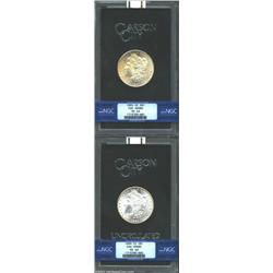 1883-CC $1 MS64 NGC,. boldly struck and enhanced by a blush of golden-orange obverse color; and a...
