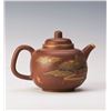 Image 3 : ZISHA TEAPOT WITH CHINESE PAINTING IN GOLD COLOR