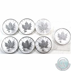 Estate Lot 7x 2016 $5 Privy Mark 1oz .9999 Fine Silver Maple Leaf Coins (Tax Exempt) All Different! 