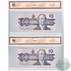 Image 2 : Pair of RADAR 1989 $10.00 Notes, BCS Certified GUNC-66, Original. 2pcs