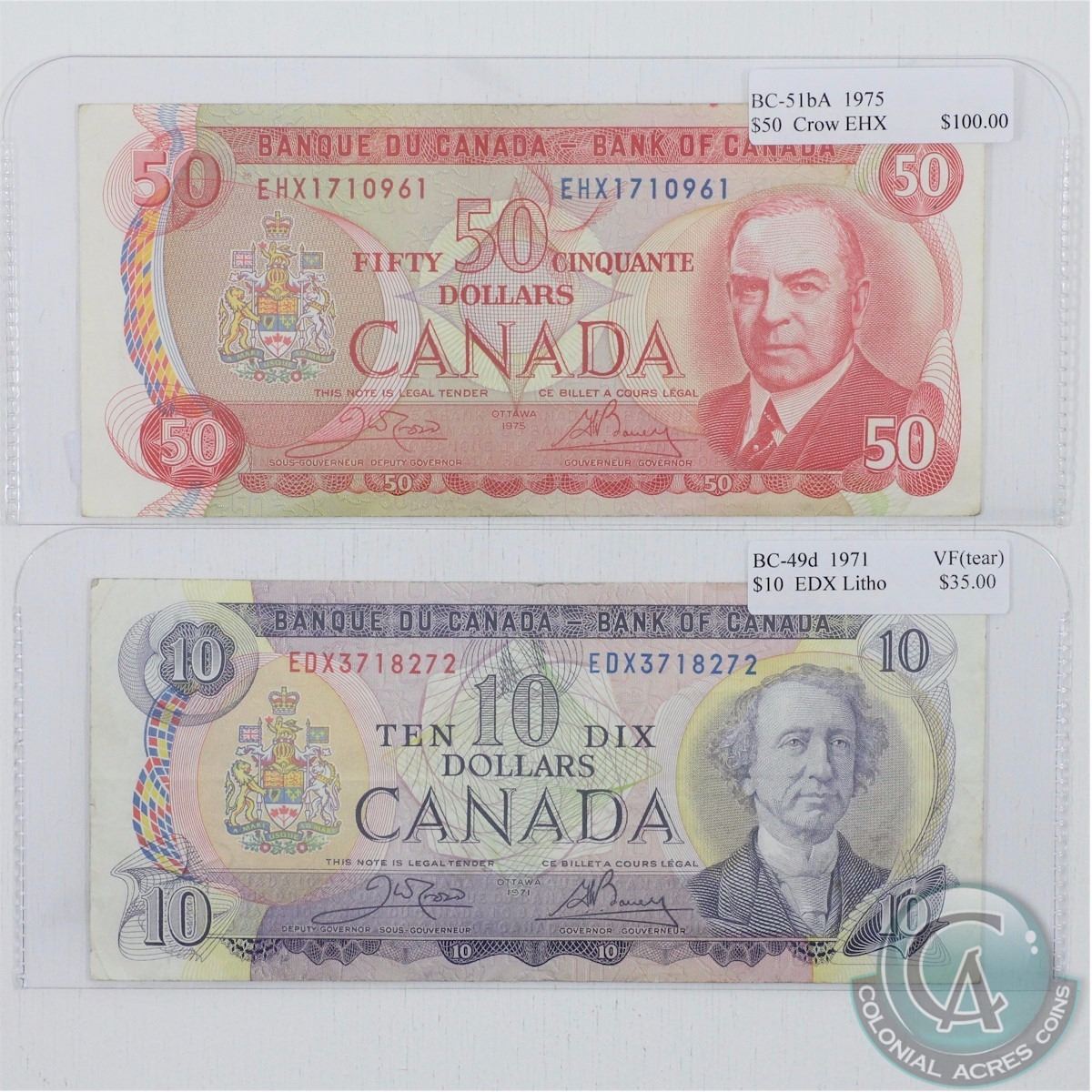Pair of Second Generation Replacement Notes from the 1970's ...