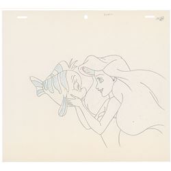 Ariel, Flounder, and Sebastian production drawings from The Little Mermaid TV Show