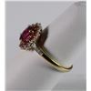 Image 2 : PINK TOURMALINE & DIAMOND RING OVAL PRONG SET PINK TOURMALINE SURROUNDED BY 12