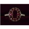 Image 4 : PINK TOURMALINE & DIAMOND RING OVAL PRONG SET PINK TOURMALINE SURROUNDED BY 12