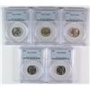 Image 1 : Lot of 5 - Jefferson Nickels PCGS-MS 65  '40, '41, '42S, '43P, '45S