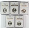 Image 1 : LOT OF ( 5 ) 1946-S WASHINGTON QUARTERS, NGC MS-65