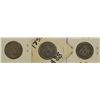 Image 2 : 3 SEATED LIBERTY QUARTERS 1853F, 58 VG, 1876 G
