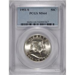 1951-S FRANKLKIN HALF DOLLAR, PCGS MS-64  KEY DATE