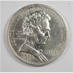 1918 ILLINOIS (LINCOLN) COMMEN HALF DOLLAR CH BU