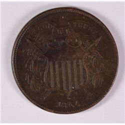 1864 TWO CENT PC AU/BU