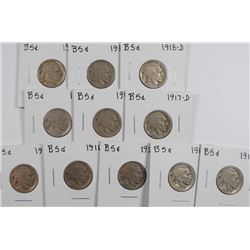 (11) BUFFALO NICKELS (1916-S, 1917, 1917-D, 1917-S, 1918, 1918-D, 1918-S,