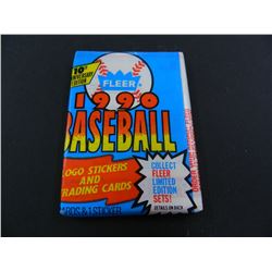 Six (6) Unopened packs of 1990 Fleer Baseball Cards, 15 cards per pack plus one sticker