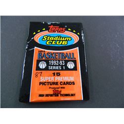 Six (6) Unopened Packs of 1992-1993 Topps Stadium Club Basketball Series I Cards, 15 cards per pack