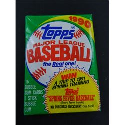 Six (6) Unopened Packs of 1990 Topps Baseball Cards, 16 Cards plus one stick of Bubble Gum