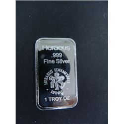 One Ounce Fine Silver Bullion Ingot