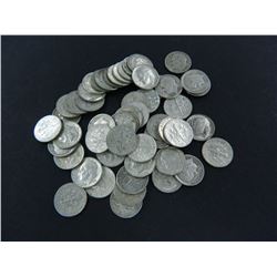 Roll of 50 (Fifty) 90% Silver U.S. Dimes, Unsearched, All One Money