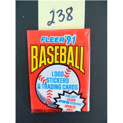 Six (6) Unopened Packs of 1991 Fleer Baseball Card, All One Money