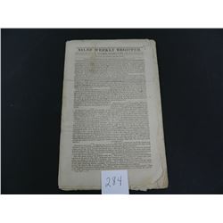 1820's - 1830's Nile's Weekly Register Newspaper, Baltimore, MD. Guaranteed Old!