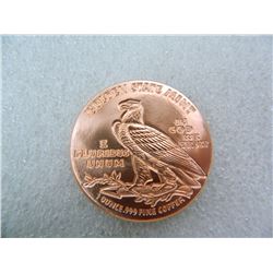 Twenty (20) One Ounce .999 Fine Copper Bullion Rounds, All One Money. 1929 Incuse Indian Design