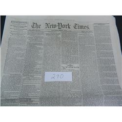The New York Times Newspaper from either 1859 or 1868, Guaranteed Old!