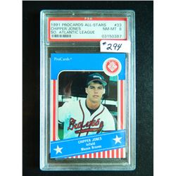 1991 ProCards All-Stars #33, Chipper Jones, Macon Braves, South Atlantic League. PSA GRADED NM-MT 8