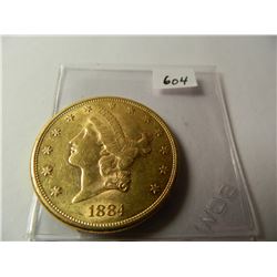 Gold 1884-S $20 Liberty Head Double Eagle, Pre-'33 Gold from Austin, Texas Estate