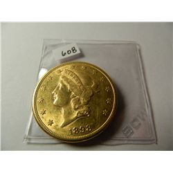 Gold 1898-S $20 Liberty Head Double Eagle, Pre-'33 Gold from Austin, Texas Estate, AGW=.9675 ounce