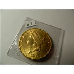 Gold 1899 $20 Liberty Head Double Eagle, Pre-'33 Gold from Austin, Texas Estate, AGW=.9675 ounce