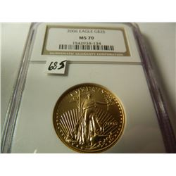 2006 Gold $25 Eagle, NGC MS70, 1/2 ounce Fine Gold