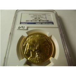 2013 Gold $50 U.S. Buffalo, NGC graded MS70 First Releases, One Ounce Fine Gold