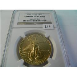 1988 Gold U.S. $50 Eagle, NGC Gem UNC, One Ounce Fine Gold