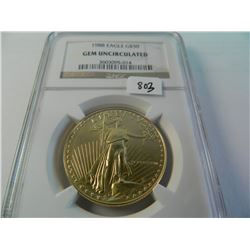 1988 Gold U.S. $50 Eagle, NGC Gem UNC, One Ounce Fine Gold