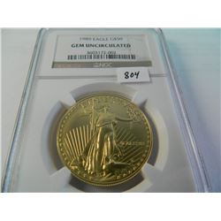 1989 Gold U.S. $50 Eagle, NGC Gem UNC, One Ounce Fine Gold