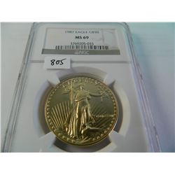 1987 Gold U.S. $50 Eagle, NGC MS69, One Ounce Fine Gold