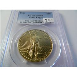 1988 Gold U.S. $50 Eagle, PCGS MS68, One Ounce Fine Gold