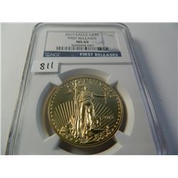 2013 Gold U.S. $50 Eagle, NGC MS69 First Releases, One Ounce Fine Gold