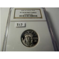 Platinum 2000-W U.S. $25 Eagle, NGC PF70 UCAM, 1/4 Ounce Platinum