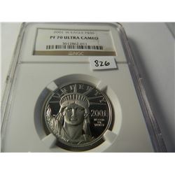 Platinum 2001-W U.S. $50 Eagle, NGC PF70 UCAM, 1/2 Ounce Platinum