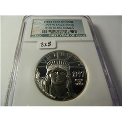 Platinum 1997-W U.S. $100 Eagle, NGC PF69 UCAM, ONE Ounce Platinum, First Year of Issue