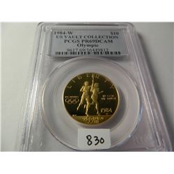 GOLD 1984-W U.S. $10 Olympic, PCGS PR69DCAM, AGW= .484 Ounce