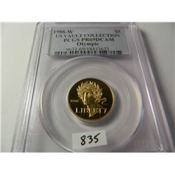 $5 U.S. Gold 1988-W Olympic, PCGS PR69DCAM AGW=.242 Ounce Gold