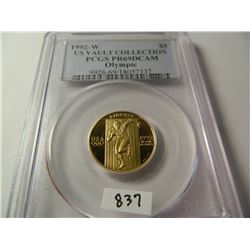 $5 U.S. Gold 1992-W Olympic, PCGS PR69DCAM AGW=.242 Ounce Gold