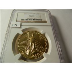 2006-W Gold $50 U.S. Eagle, NGC MS70, One Ounce Fine Gold