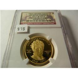 Gold 2011-W U.S. $10 Lucretia Garfield, NGC PF69 UCAM, 1/2 Ounce Fine Gold