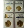 Image 1 : Four (4) 2013 Gold $25 U.S. Eagles, NGC MS70 Early Releases, 1/2 Ounce Fine Gold Each